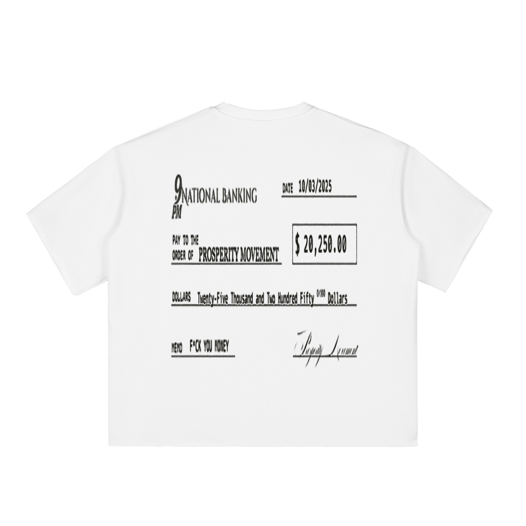 M*NEY MAKER PAPER CHECK Oversized Boxy T-Shirt